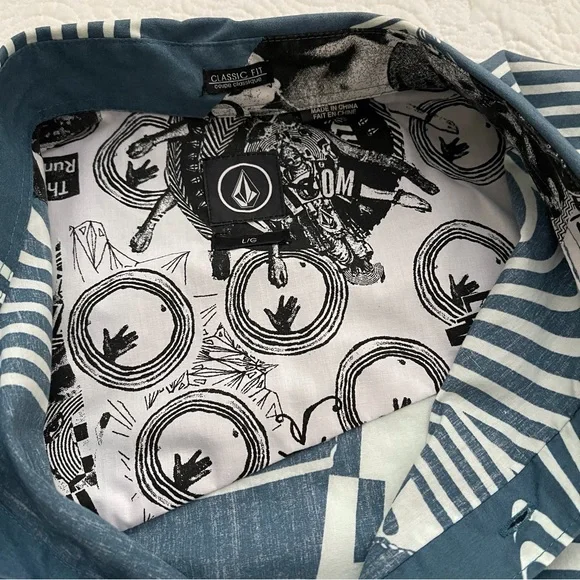 Volcom Men's Button Down Short Sleeve Shirt Classic Fit Large - Picture 7 of 14